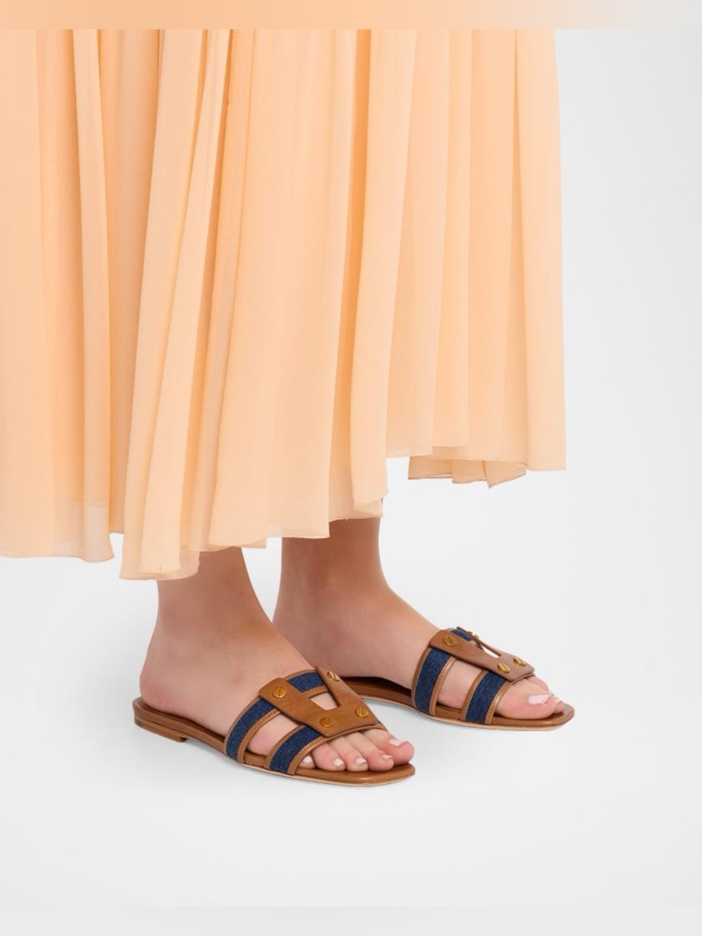 Veronica Beard Via Denim & Leather Slides size 7
